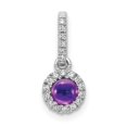 thumbnail image 1 of 14K White Gold Diamond & Cabochon 0.47 Amethyst Pendant, 1 of 1