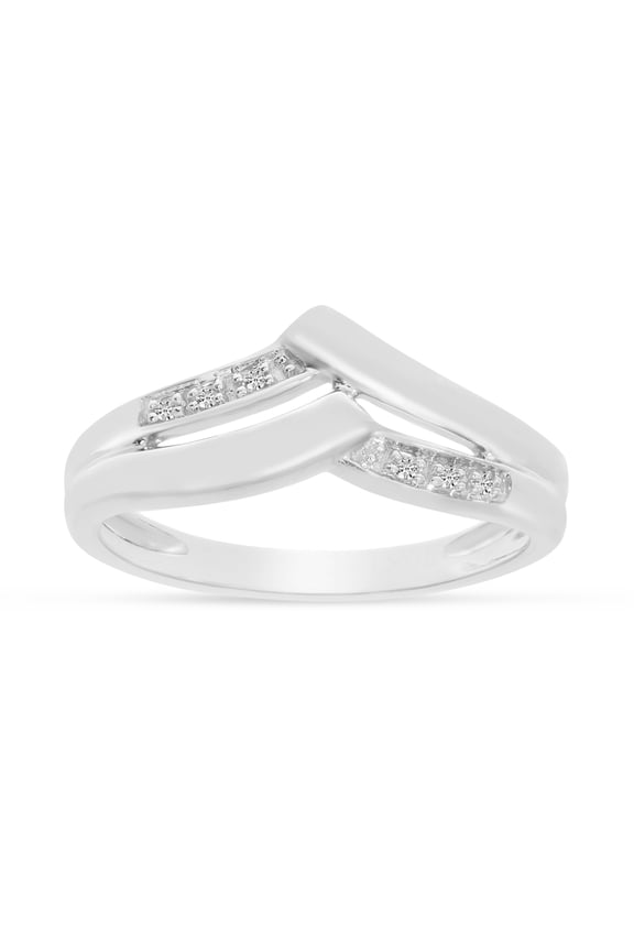 14K White Gold Diamond Chevron Ring