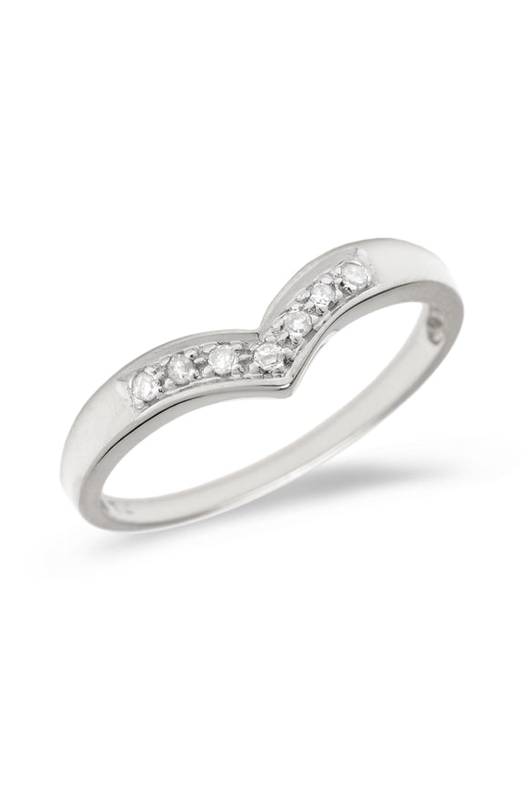 14K White Gold Diamond Chevron Ring