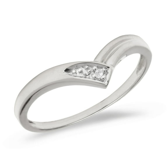 14K White Gold Diamond Chevron Ring