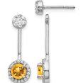 thumbnail image 1 of 14K White Gold Diamond/Citrine Front/Back Earrings (22 X 7) Made In India em4210-ci-033-wa, 1 of 5