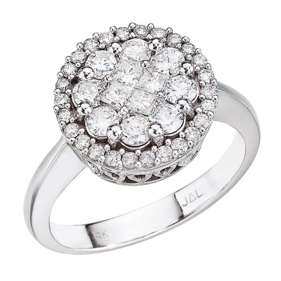 14K White Gold Diamond Clustaire Ring