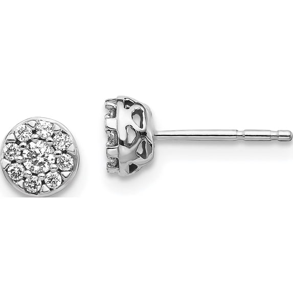 14K White Gold Diamond Cluster Earrings (6 X 6) Made In India em5449-020-wa