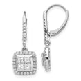 thumbnail image 1 of 14K White Gold Diamond Cluster Leverback Earrings, 1 of 1