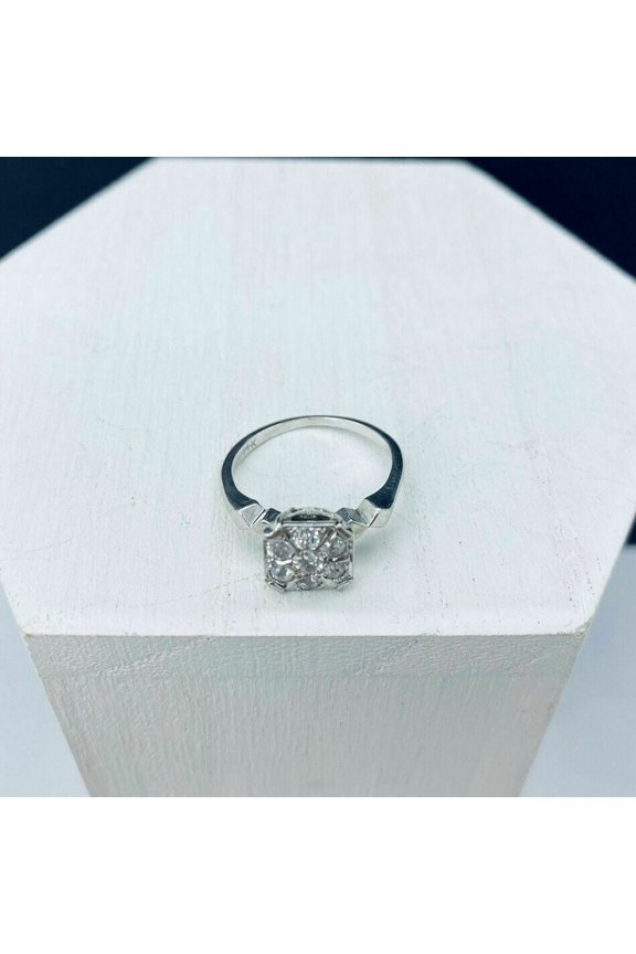 14K White Gold Diamond Cluster Ring Christmas special gift Best Christmas Gift Ring For Beloved