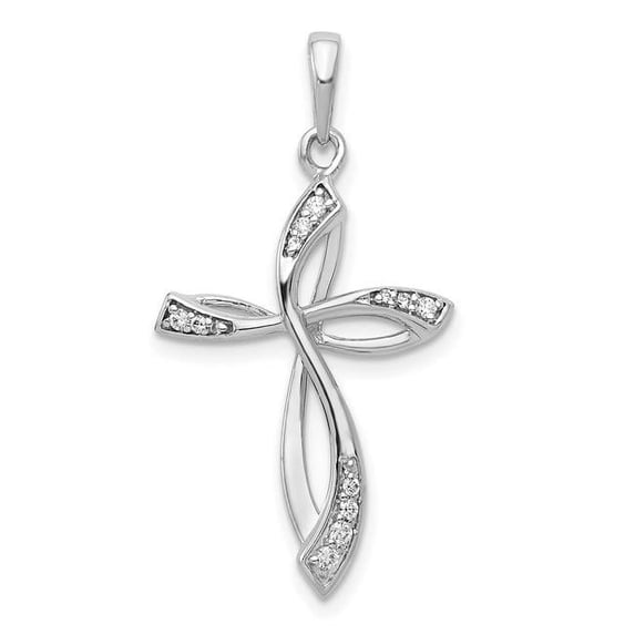 14K White Gold Diamond Cross Pendant XP3668A
