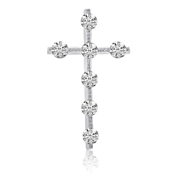 14K White Gold Diamond Cross Pendant with 18" Chain