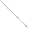 thumbnail image 1 of 14K White Gold Diamond Cut Cross and Miraculous Medal .75in ext. Bracelet, 1 of 6