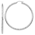 thumbnail image 1 of 14K White Gold Diamond-Cut Hoop Earrings, 1 of 1