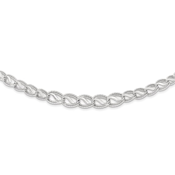 14K White Gold Diamond Cut Necklace 17 Inch