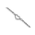 thumbnail image 1 of Gem & Harmony 14K White Gold Diamond-Cut Rope Chain Heart Anklet 10 inches for Women, 1 of 6