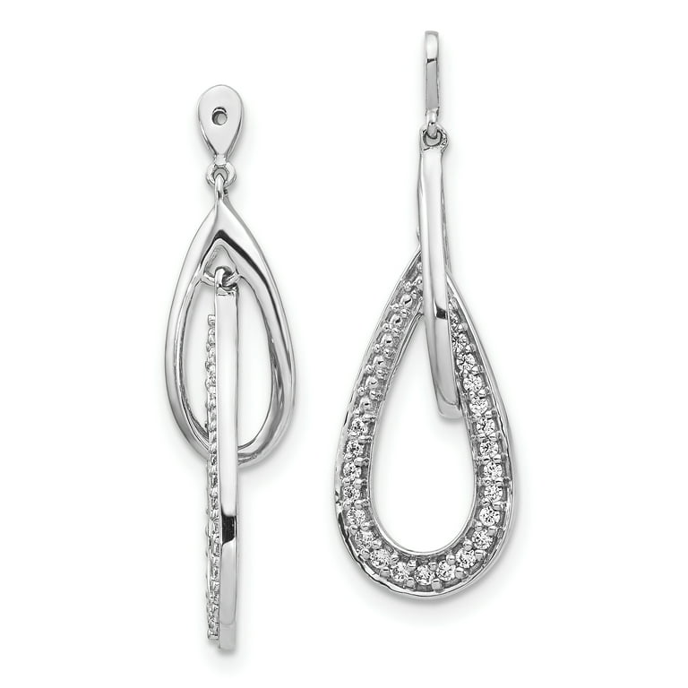 14K White Gold Diamond Dangle Drop Earring Jackets for Stud Earrings  (0.245Cttw)