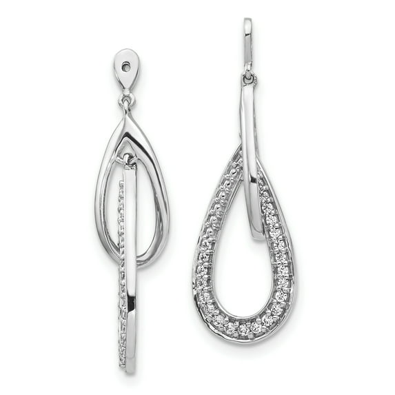 14K White Gold Diamond Dangle Drop Earring Jackets for Stud Earrings (0.245Cttw)