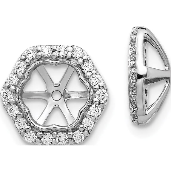 14K White Gold Diamond Earring Jackets (10 X 10) Made In India ejm5317-033-wa