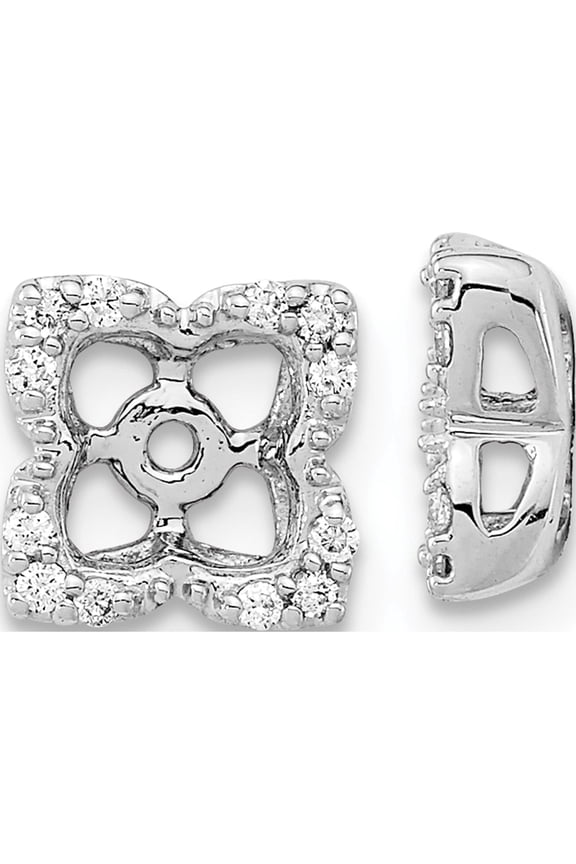 14K White Gold Diamond Earring Jackets (7 X 7) Made In India em4022-012-wa