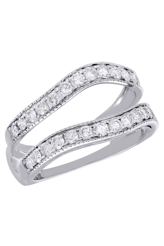 14K White Gold Diamond Enhancer Wrap Jacket Milgrain Edged Wedding Ring 1 Ct.