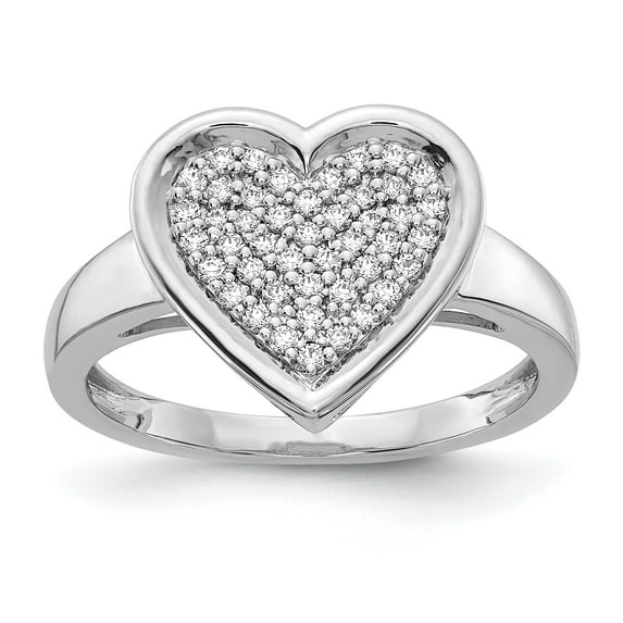 14K White Gold Diamond Fancy Heart Ring (0.258Cttw) Ring Size 7