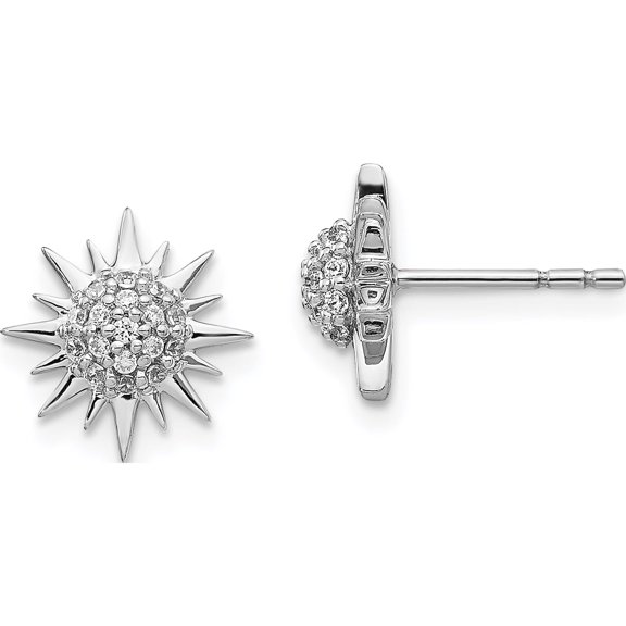 Jewelry by Sweet Pea 14K White Gold 1/5 carat Diamond Fancy Sun / Star Post Earrings