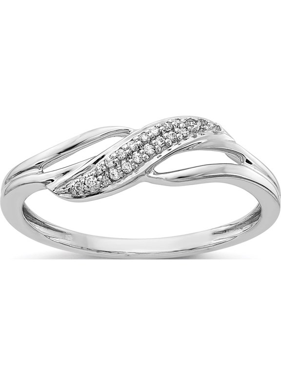 14K White Gold 1/15 carat Diamond Wave Fashion Ring