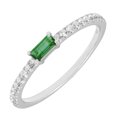 thumbnail image 1 of 14K White Gold Diamond Green Emerald Birthstone Ring for Women, 1 of 3