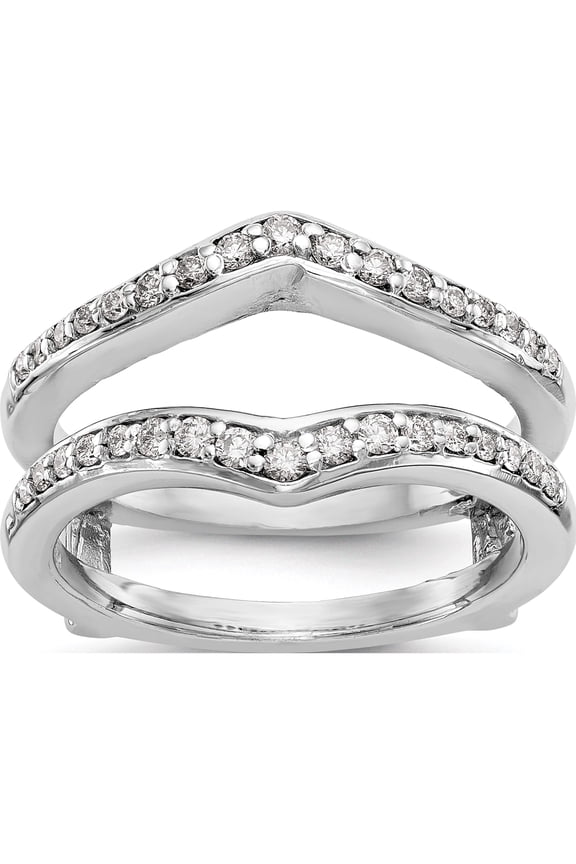 14K White Gold Diamond Guard (Size 7) Made In India rm3112b-047-waa