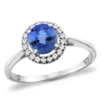 thumbnail image 1 of 14K White Gold Diamond Halo Natural Tanzanite Engagement Ring Round 6 mm, size 6.5, 1 of 1