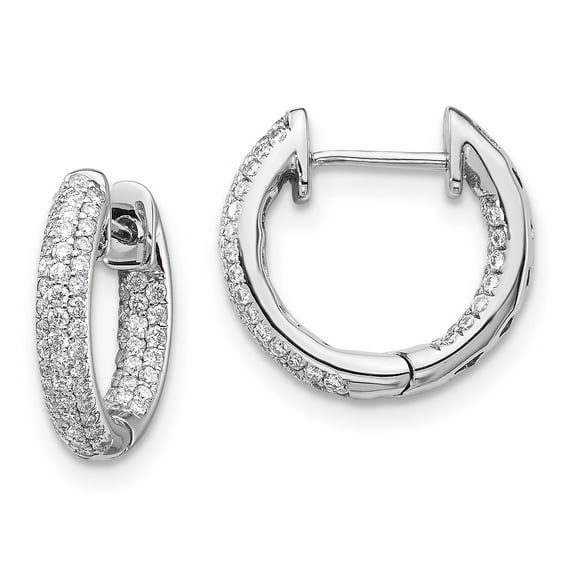 14K White Gold Diamond Hinged Hoop Earrings (0.408Ct)