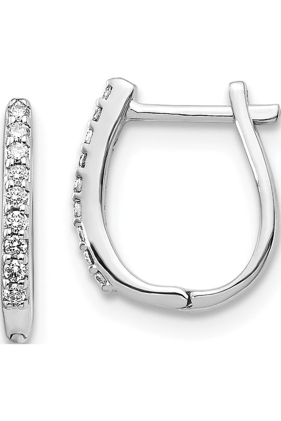 14K White Gold 1/10 carat Diamond Hinged Hoop Earrings