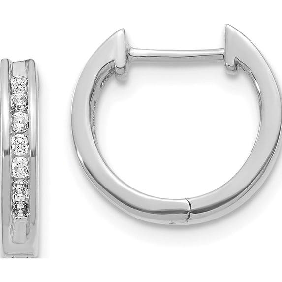 14K White Gold Diamond Hinged Hoop Earrings (12 X 13) Made In India em5351-020-wa