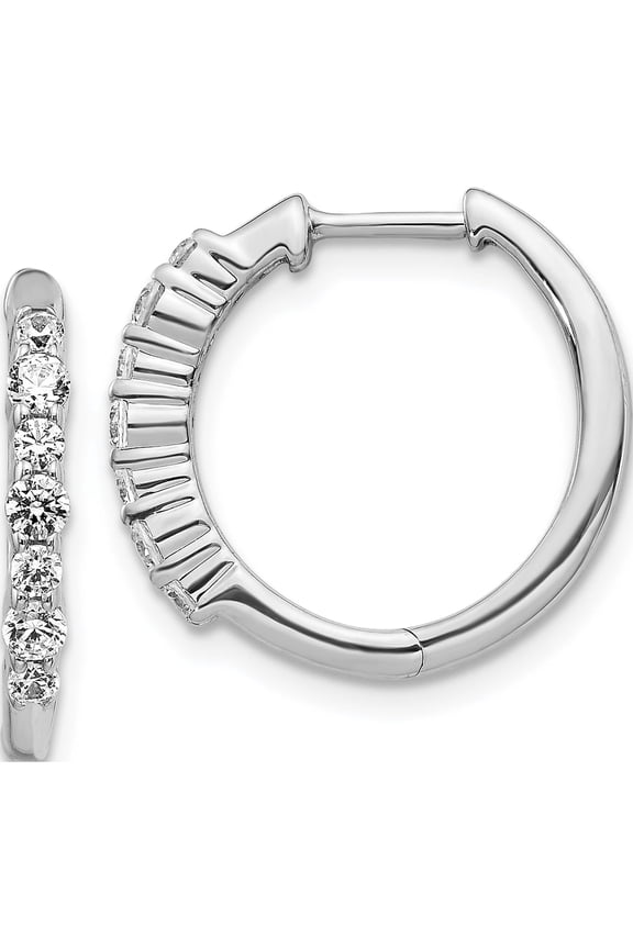 14K White Gold 1/2 carat Diamond Hinged Hoop Earrings