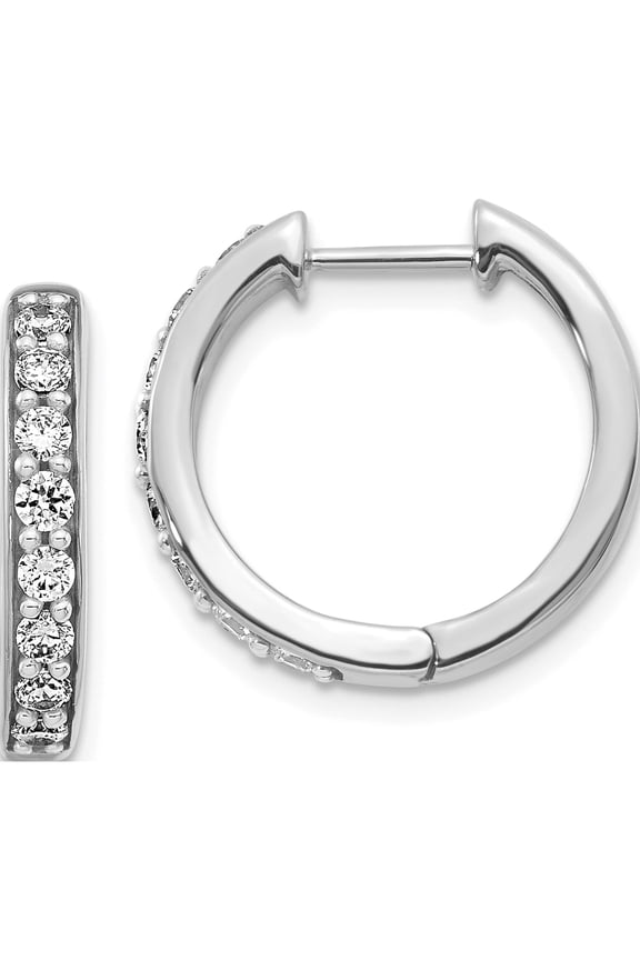 14K White Gold 1/2 carat Diamond Hinged Hoop Earrings
