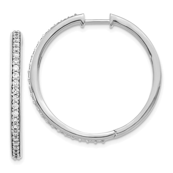 14K White Gold Diamond Hoop Earrings (0.75Ct)