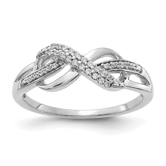 14K White Gold Diamond Infinity Symbol Ring (0.104Cttw) Ring Size 7