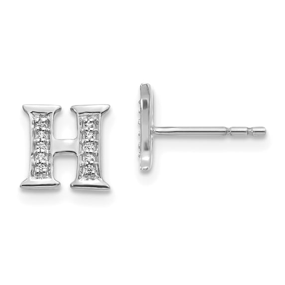 14K White Gold Diamond Initial H Earrings (0.06Ct)