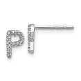 thumbnail image 1 of 14K White Gold Diamond Initial P Earrings (0.078Ct), 1 of 4