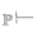 thumbnail image 1 of 14K White Gold Diamond Initial P Earrings, 1 of 1