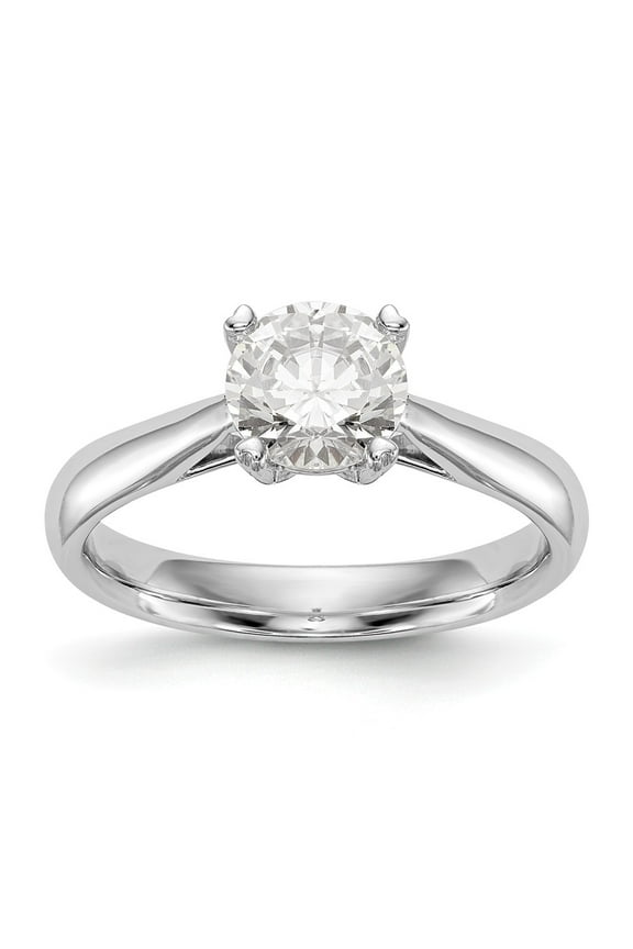 14K White Gold Diamond Lab Grown Round Ring Band 3 4ct CertifiedSI1 SI2, G H I, Solitaire Enga, Size 9