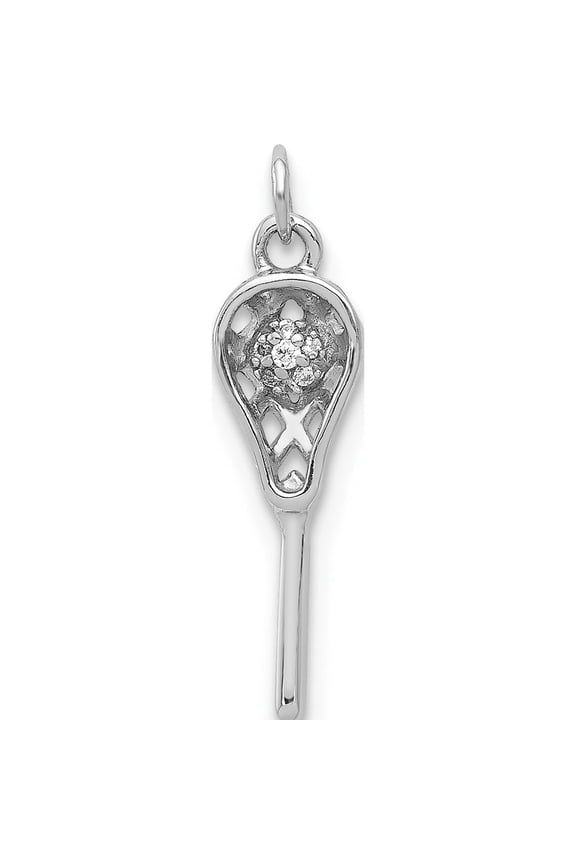 14K White Gold Diamond Lacrosse Stick Pendant Made In India pm4139-002-wa