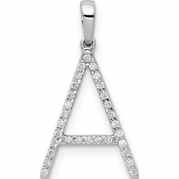 14K White Gold Diamond Letter A Initial Pendant (19.1 X 11) Made In India -Jewelry By Sweet Pea