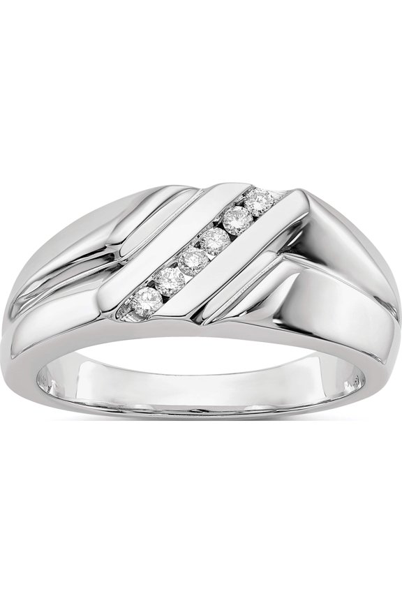 14K White Gold Diamond Mens Ring (Size 10) Made In India rm5819-016-wa