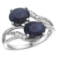 thumbnail image 1 of 14K White Gold Diamond Natural Blue Sapphire & Australian Sapphire 2-stone Ring Oval 8x6mm, size 5, 1 of 4