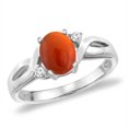 thumbnail image 1 of 14K White Gold Diamond Natural Brown Agate Engagement Ring Oval 8x6 mm, size 6, 1 of 1