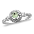 thumbnail image 1 of 14K White Gold Diamond Natural Green Amethyst Halo Engagement Ring Round 4 mm, size 7, 1 of 1