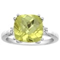 thumbnail image 1 of 14K White Gold Diamond Natural Lemon Quartz Engagement Ring Cushion-cut 10x10 mm, size 7, 1 of 3
