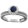 thumbnail image 1 of 14K White Gold Diamond Natural Quality Blue Sapphire Engagement Ring Round 5 mm, size 6.5, 1 of 3