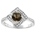 thumbnail image 1 of 14K White Gold Diamond Natural Smoky Topaz Engagement Ring Round 7 mm, size 7.5, 1 of 1