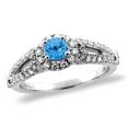 thumbnail image 1 of 14K White Gold Diamond Natural Swiss Blue Topaz Halo Engagement Ring Round 4 mm, size 8, 1 of 1
