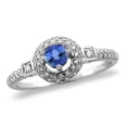 thumbnail image 1 of 14K White Gold Diamond Natural Tanzanite Halo Engagement Ring Round 4 mm, size 7.5, 1 of 1