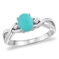 thumbnail image 1 of 14K White Gold Diamond Natural Turquoise Infinity Engagement Ring Oval 7x5 mm, size 6.5, 1 of 1
