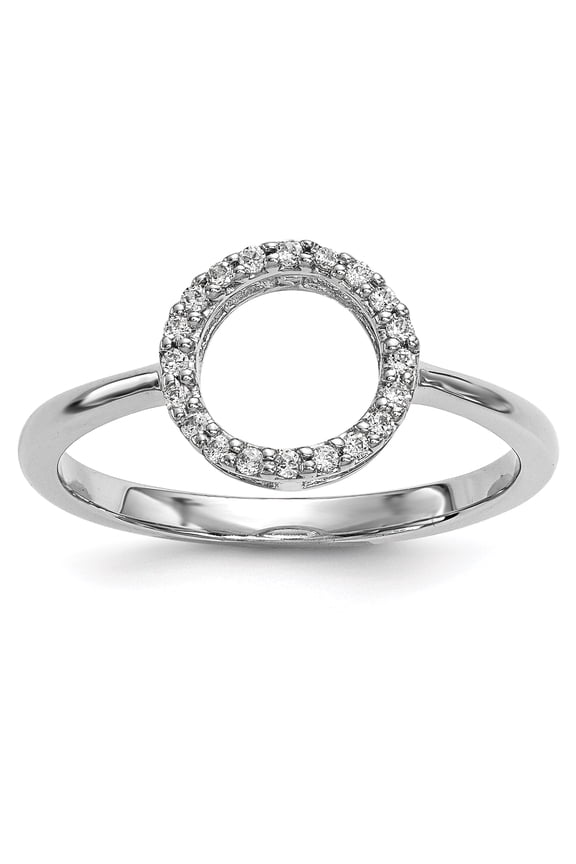 14K White Gold Diamond Open Circle Ring Size 7